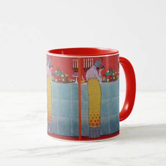 MUG DAME ET FRUITS TABLE SET ART DÉCO BEAUTÉ MODE (Devant droit)
