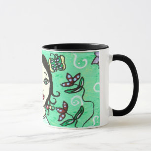 Mug Dame Fantaisiste avec un Joli Fond Floral