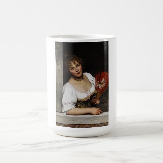 Mug Dame italienne avec ventilateur rouge (Centre)