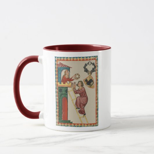 Mug Dame offrant un cadeau à un prétendant, 14e siècle (Gauche)
