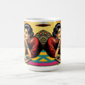 Mug Dame Rétro à la Plage Rêvant de Mode (Centre)