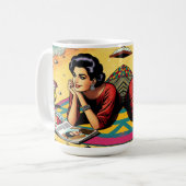 Mug Dame Rétro à la Plage Rêvant de Mode (Devant gauche)