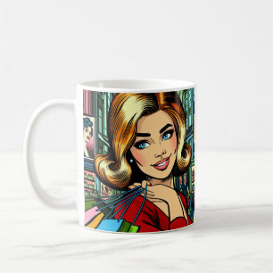Mug Dame Rétro avec Sacs de Courses Personnalisés