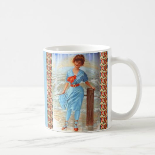 Mug Dame victorienne des années 1890 sur la plage (Droite)