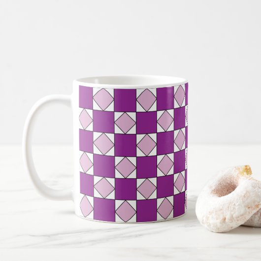 Mug Dames Carré Violet Diamant Dames (Avec donut)