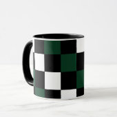 Mug Damier Blanc Noir Vert À Carreaux (Devant gauche)