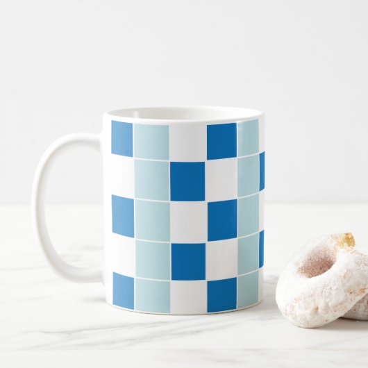 Mug Damier bleu blanc (Avec donut)
