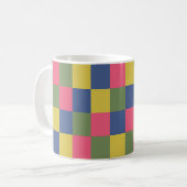 Mug Damier Bleu Rose Jaune Vert (Devant gauche)