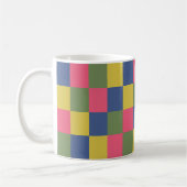 Mug Damier Bleu Rose Jaune Vert (Gauche)