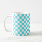 Mug Damier bleu turquoise visuel classique (Gauche)