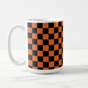Mug Damier Halloween noir et orange