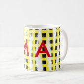 Mug Damier jaune noir ajouter nom monogramme nom laiss (Devant droit)
