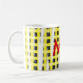 Mug Damier jaune noir ajouter nom monogramme nom laiss (Gauche)
