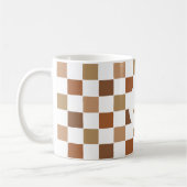 Mug Damier Marron Moderne Simple Monogramme (Gauche)