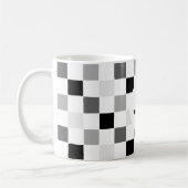 Mug Damier Monogramme Noir et Blanc Moderne Simple (Gauche)