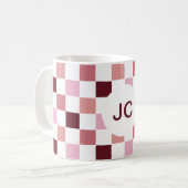 Mug Damier Monogramme Rose Bourgogne Moderne Simple (Devant gauche)