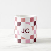 Mug Damier Monogramme Rose Bourgogne Moderne Simple (Centre)