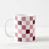 Mug Damier Monogramme Rose Bourgogne Moderne Simple (Gauche)