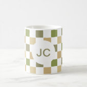 Mug Damier Monogramme Vert Beige Moderne Simple (Centre)