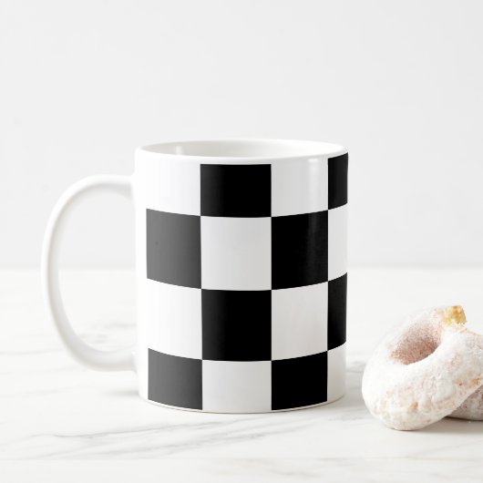 Mug Damier noir et blanc (Avec donut)