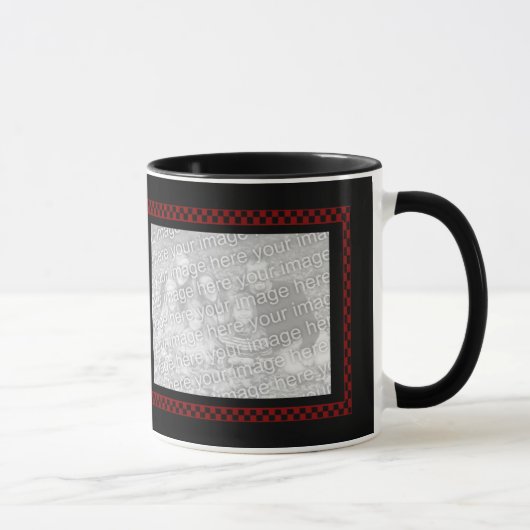 Mug Damier noir rouge fait sur commande des photos | (Droite)