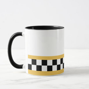 Mug damier rayé jaune moutarde