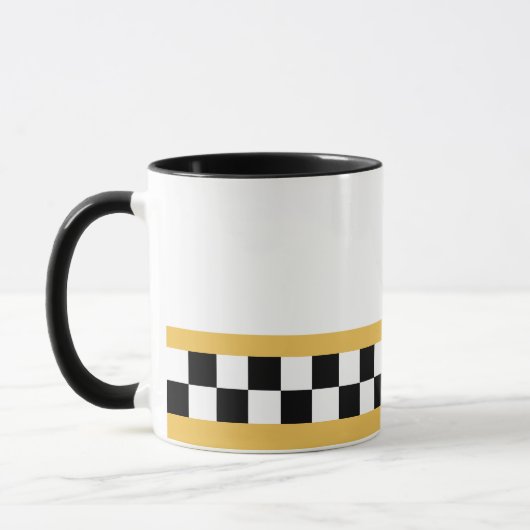 Mug damier rayé jaune moutarde (Gauche)