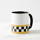 Mug damier rayé jaune moutarde (Devant droit)