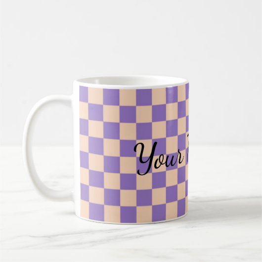 Mug Damier Rétro Mignon Lilas (Gauche)