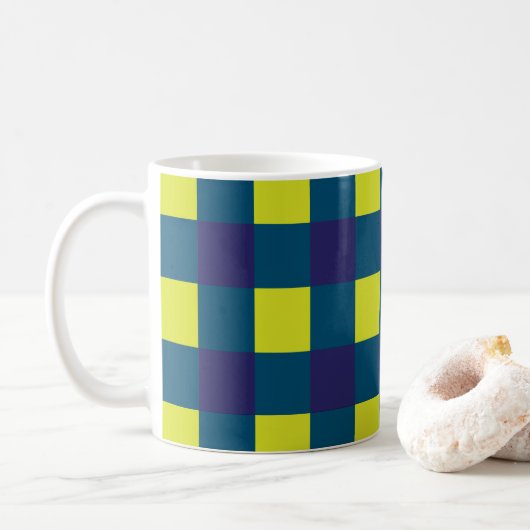 Mug Damier Vert Bleu Marine (Avec donut)