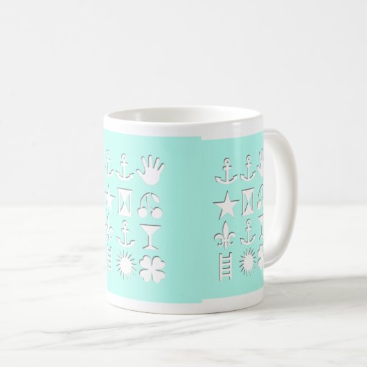 Mug d'amitié des messages codés en bleu (Devant droit)