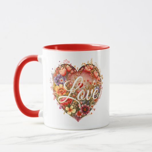 Mug d'amour du coeur floral (Gauche)