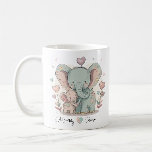 Mug d'amour éléphant personnalisé (Gauche)