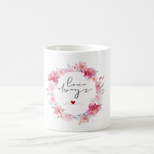 Mug d'amour floral - "Aimez toujours" dans Pastel (Centre)