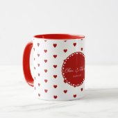 Mug d'amour personnalisé - Coeurs, noms et date (Devant gauche)