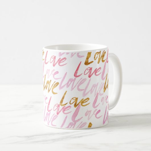Mug d'amour rose et or (Devant droit)