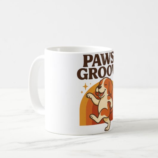 Mug  Dancing Dog Retro Cute Illustration (Devant gauche)