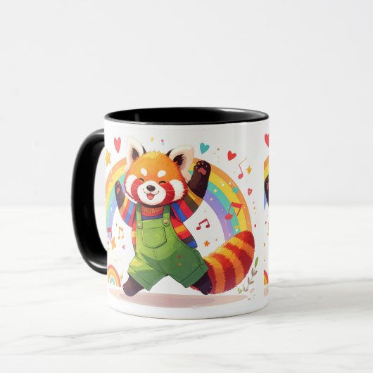 Mug Dancing Kawaii Animal with Rainbow (Devant gauche)