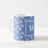 Mug Dandelion bleu fleur personnalisé Monogramme (Devant gauche)