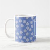 Mug Dandelion bleu fleur personnalisé Monogramme (Gauche)