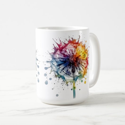 Mug Dandelion d'aquarelle vive (Devant droit)