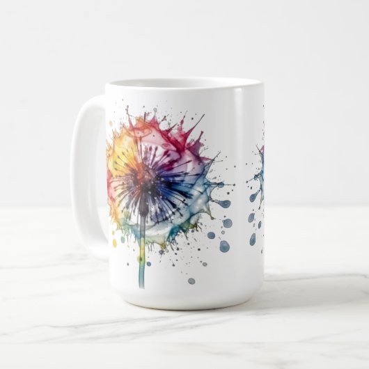 Mug Dandelion d'aquarelle vive (Devant gauche)