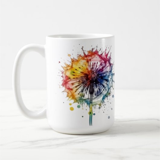 Mug Dandelion d'aquarelle vive (Gauche)
