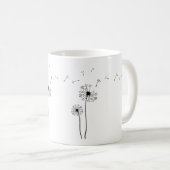 Mug Dandelion noir et blanc soufflant dans le vent (Devant droit)