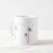 Mug Dandelion noir et blanc soufflant dans le vent (Devant gauche)