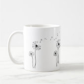 Mug Dandelion noir et blanc soufflant dans le vent (Gauche)