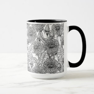 Mug Dandelions, noir et blanc