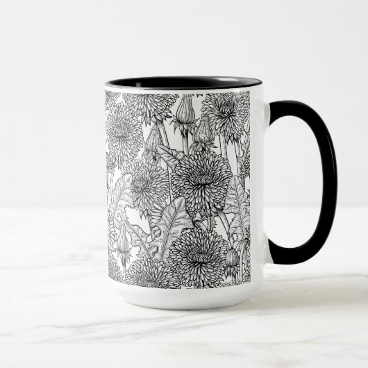 Mug Dandelions, noir et blanc (Droite)