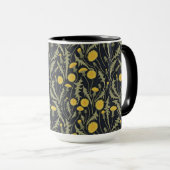 Mug Dandelions, vert, jaune et noir (Devant droit)