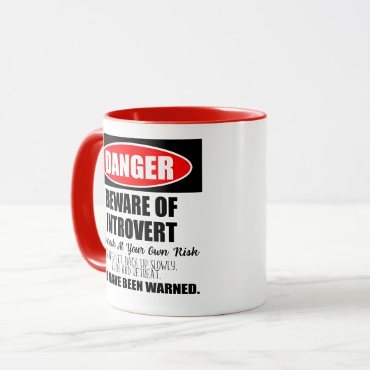 Mug Danger Attention au panneau Introvert (Devant gauche)